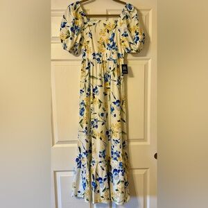 New With Tags Express Floral Puff Sleeve (Off Shoulder) Maxi Dress